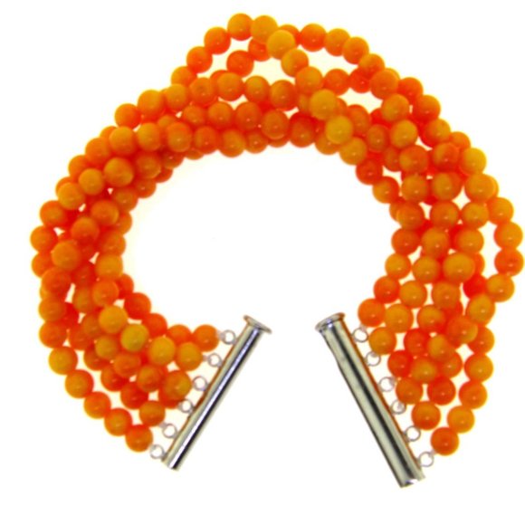 14k Coral Orange multi Strand Bracelet. - Picture 1 of 3
